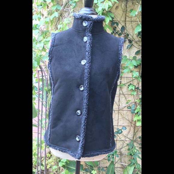 L.L. Bean Fleece Suede-Like Look Vest Sz S Reg - Picture 6 of 9